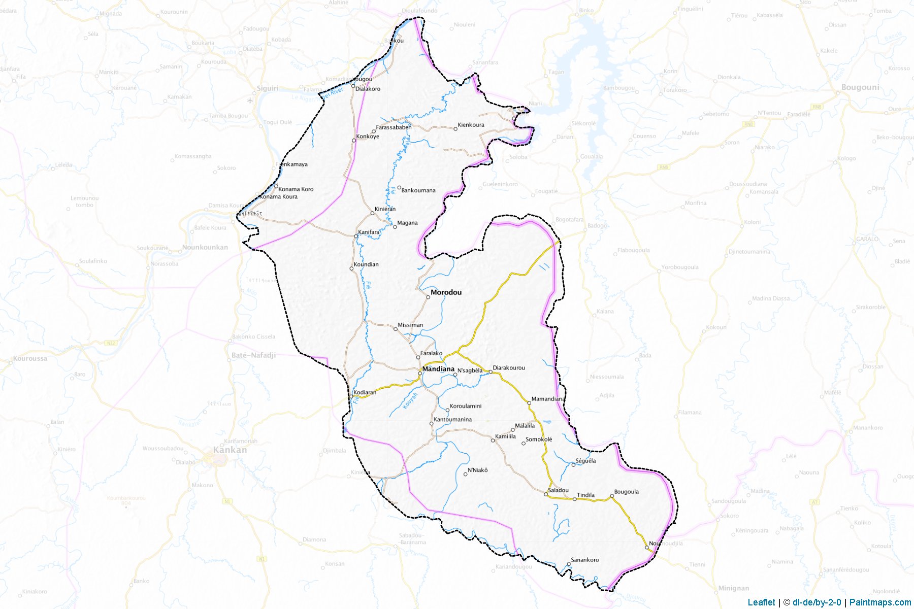 Mandiana Prefecture (Mandiana) Map Cropping Samples-1