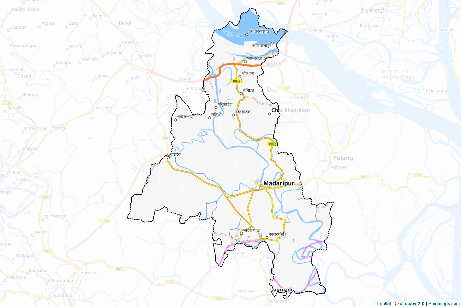 Muestras de recorte de mapas Madaripur (Dhaka)-1