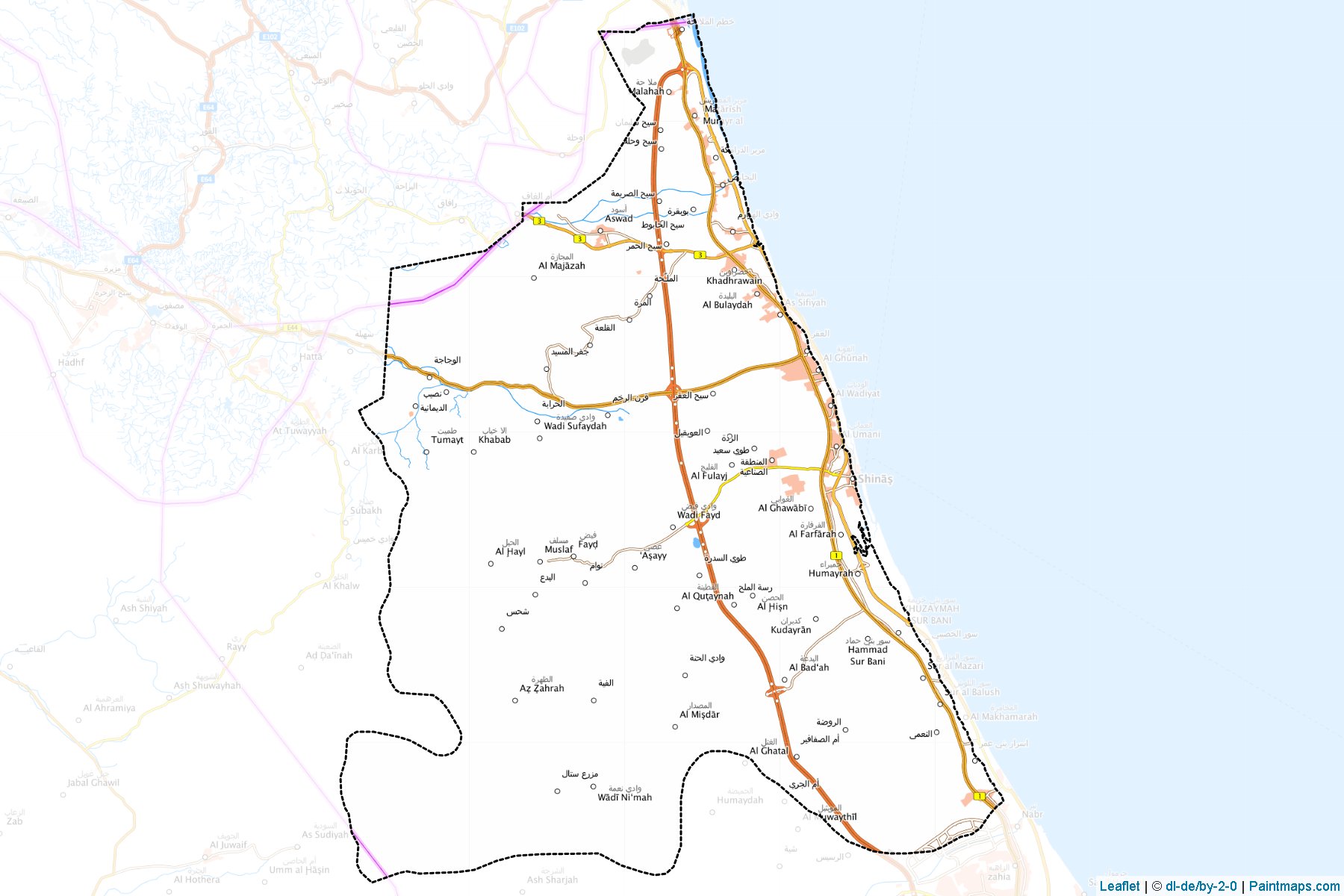 Shinas (Al Batinah Güney Yönetimi) Haritası Örnekleri-1