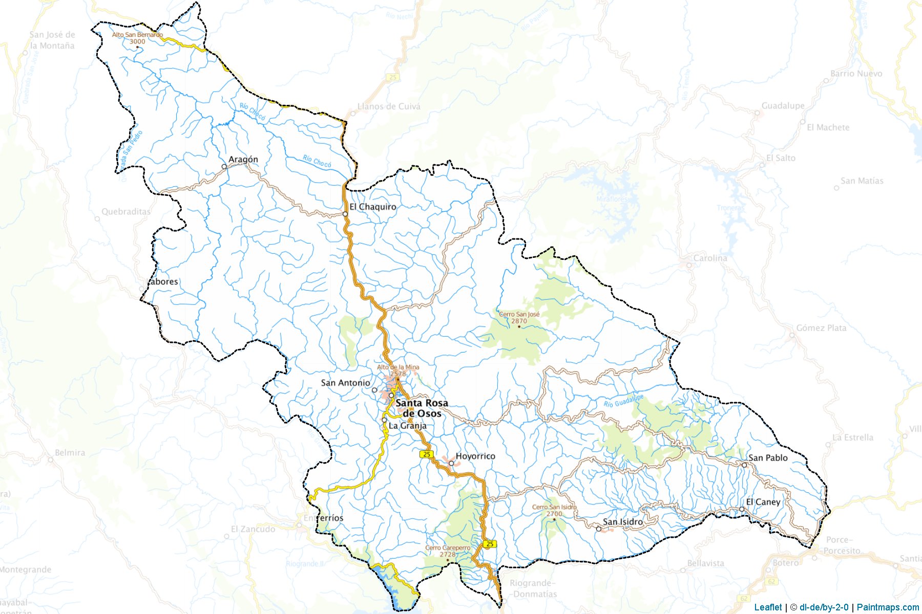 Muestras de recorte de mapas Santa Rosa De Osos (Antioquia)-1