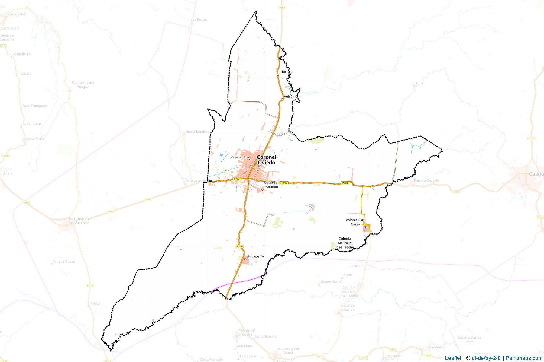 Muestras de recorte de mapas Coronel Oviedo (Caaguazú)-1