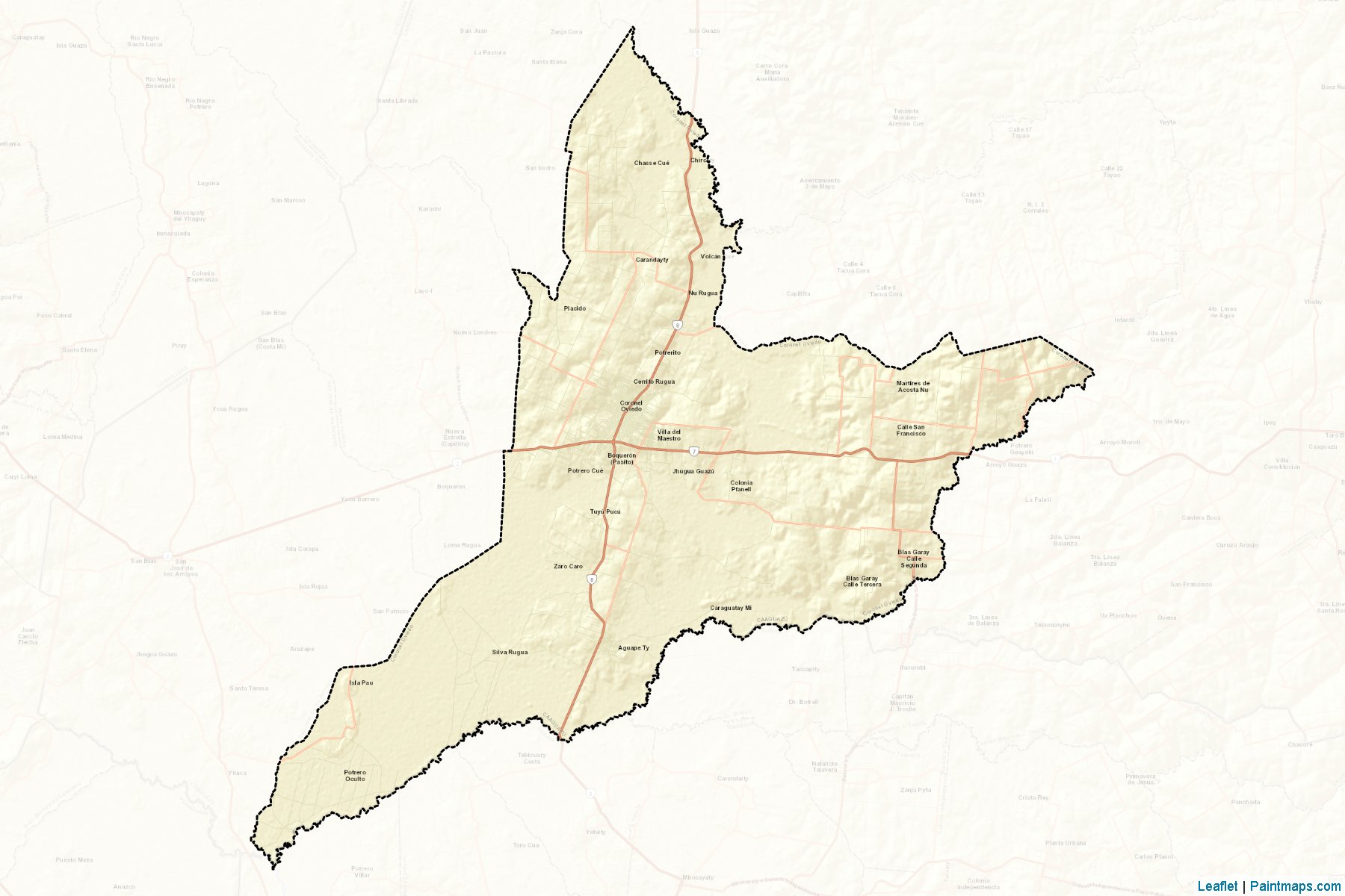 Muestras de recorte de mapas Coronel Oviedo (Caaguazú)-2