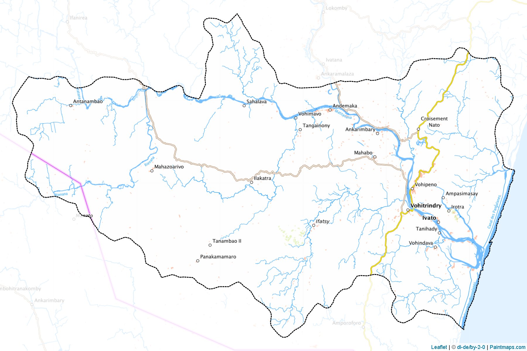 Muestras de recorte de mapas Vohipeno (Vatovavy-Fitovinany)-1