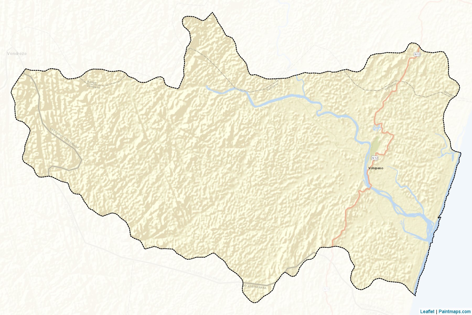 Muestras de recorte de mapas Vohipeno (Vatovavy-Fitovinany)-2