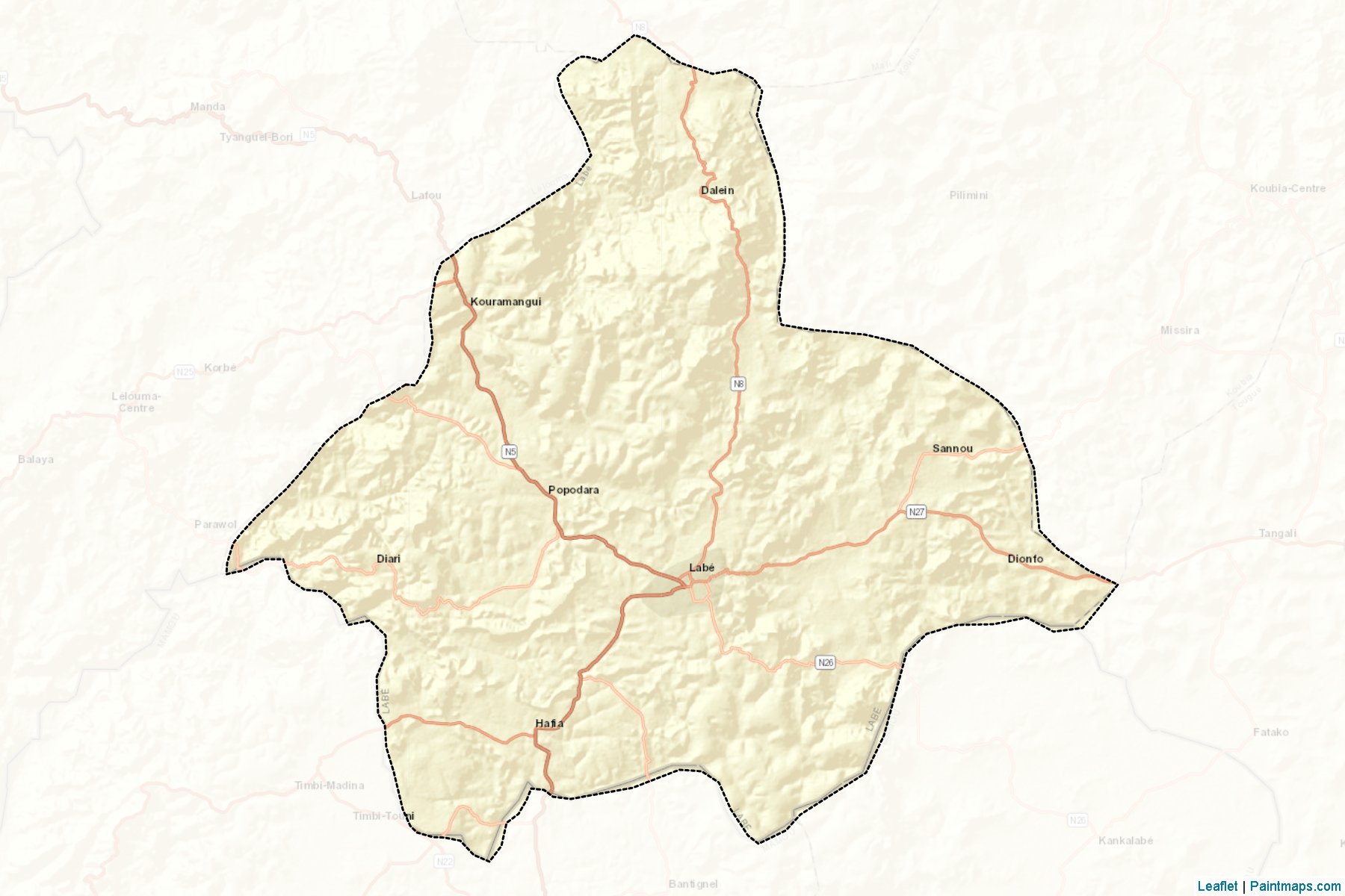 Muestras de recorte de mapas Labe (Labé)-2