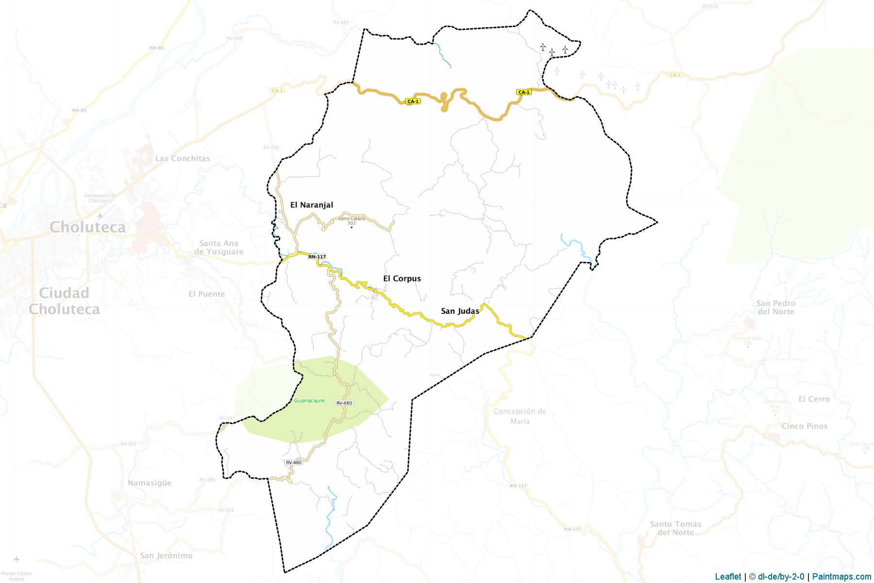 Muestras de recorte de mapas El Corpus (Choluteca)-1