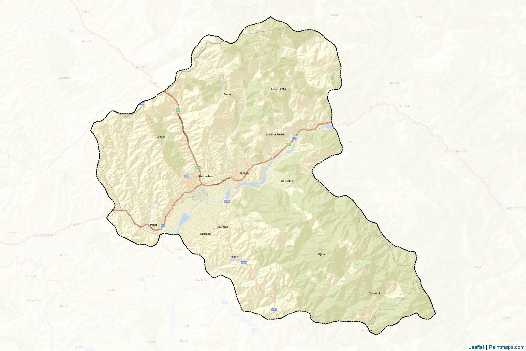 Muestras de recorte de mapas Elbasan (Elbasan)-2