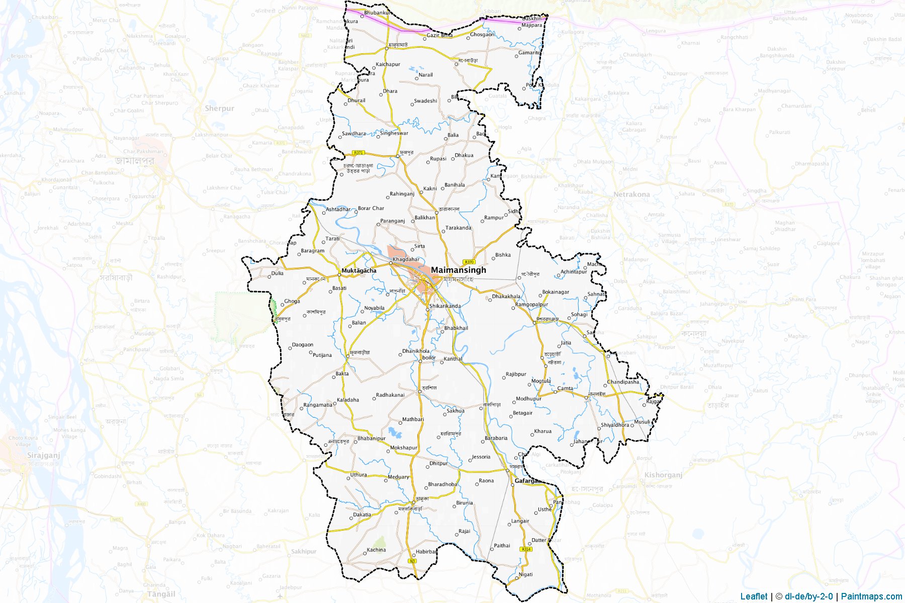 Muestras de recorte de mapas Mymensingh (Mymensingh)-1