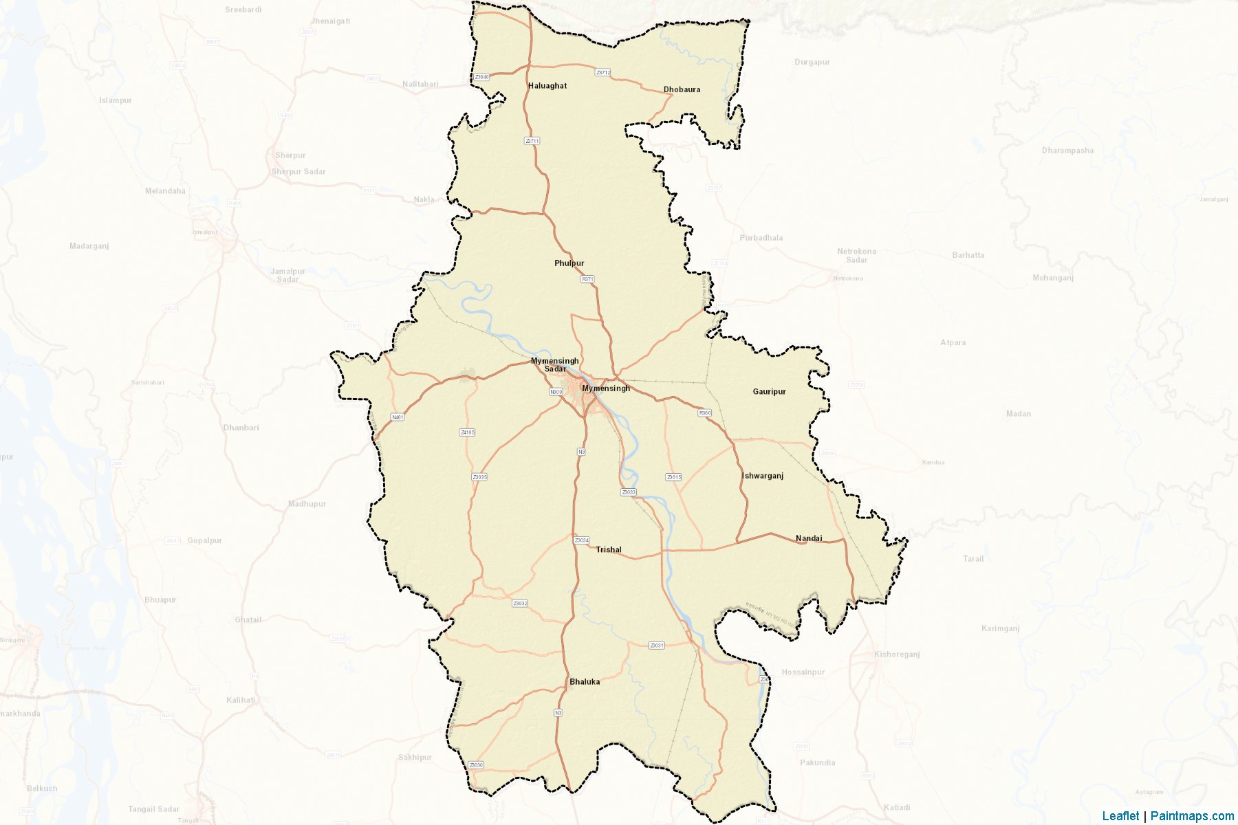 Muestras de recorte de mapas Mymensingh (Mymensingh)-2