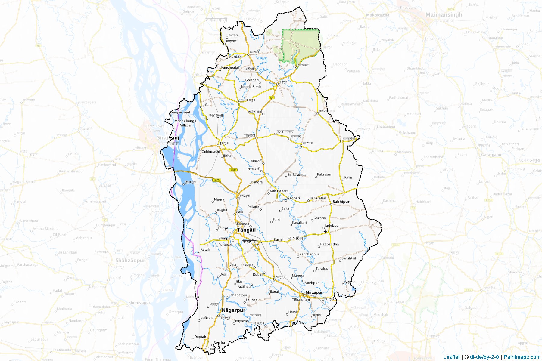 Muestras de recorte de mapas Tangail (Dhaka)-1