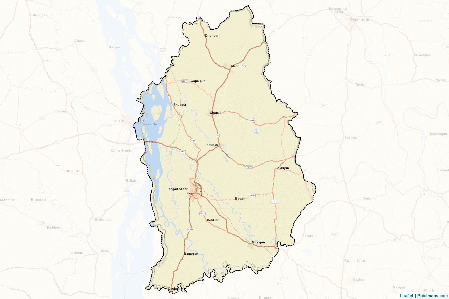 Muestras de recorte de mapas Tangail (Dhaka)-2