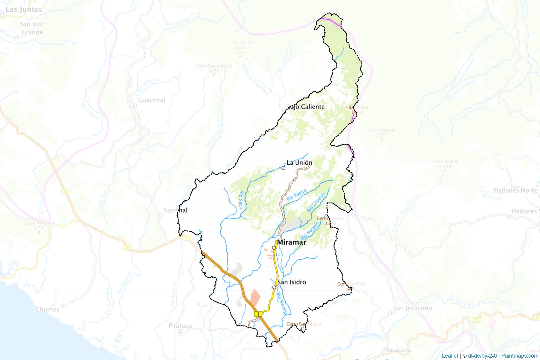 Muestras de recorte de mapas Montes De Oro (Puntarenas)-1