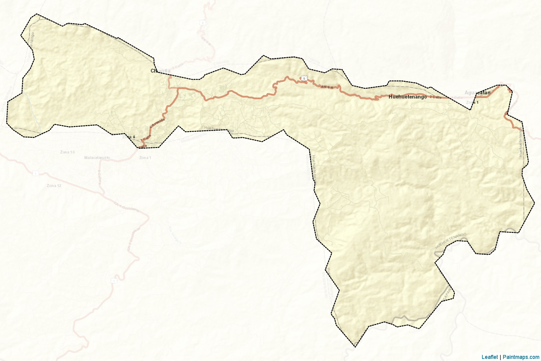 Huehuetenango (Huehuetenango) Map Cropping Samples-2