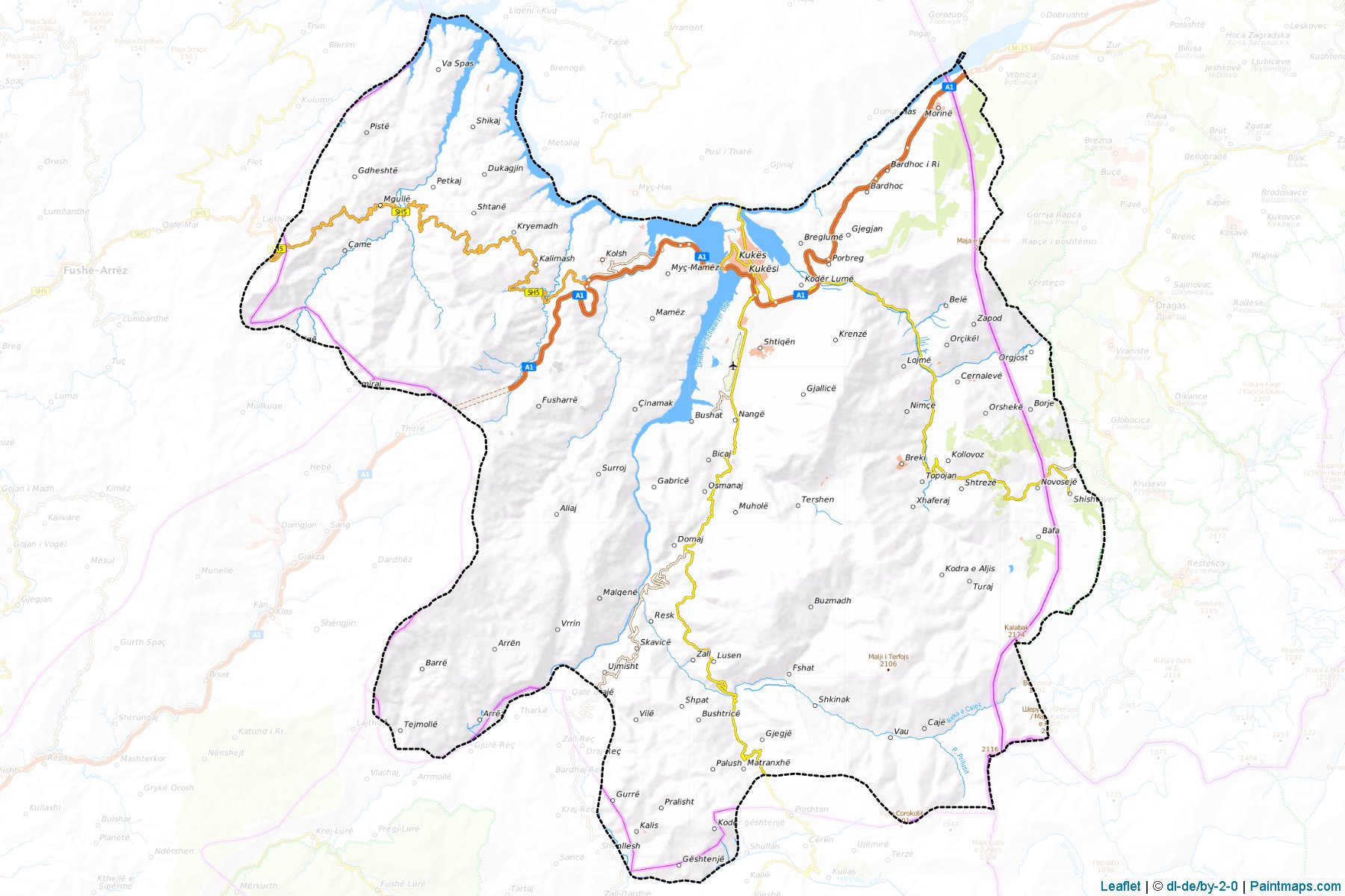 Muestras de recorte de mapas Kukës (Kukës)-1