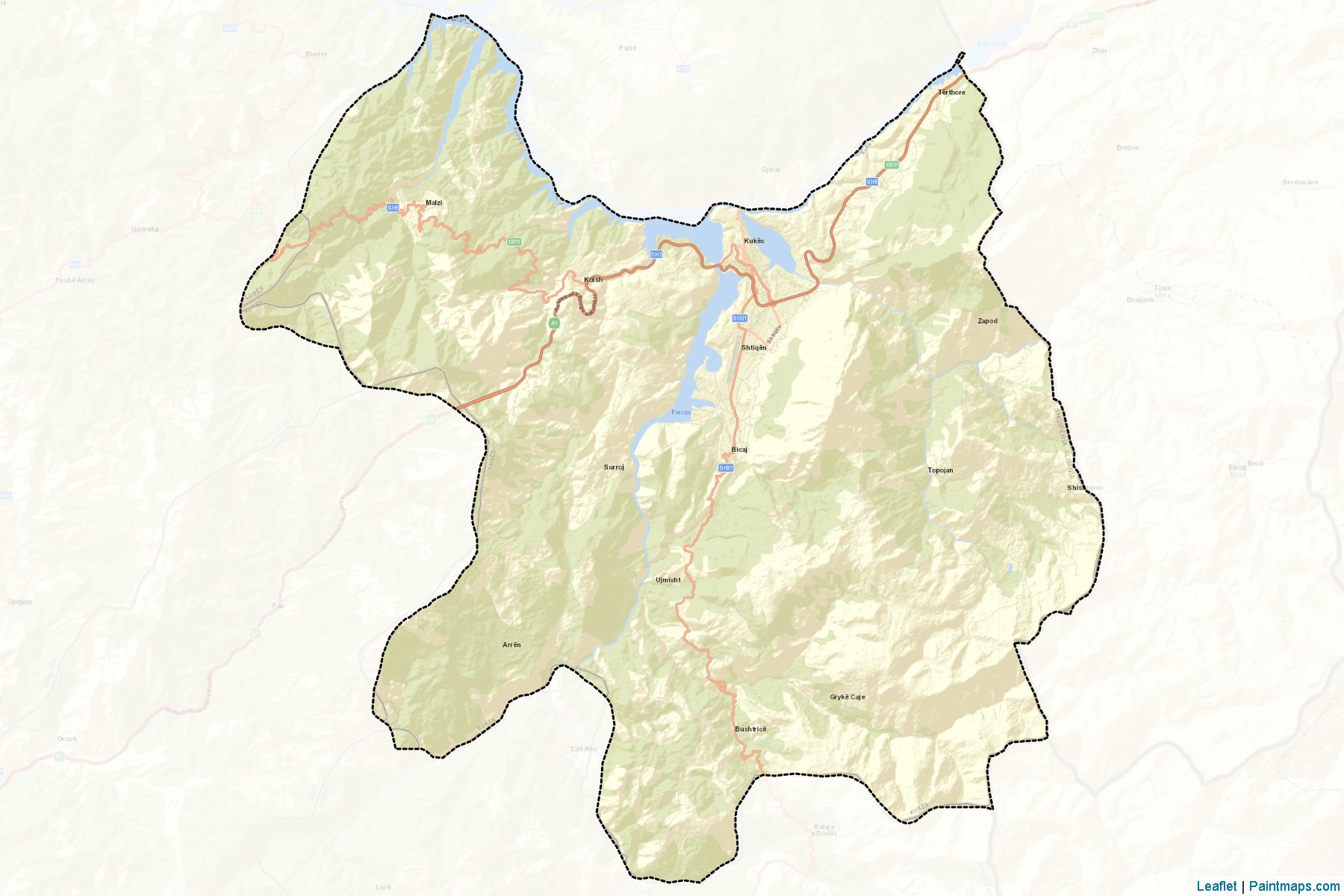 Muestras de recorte de mapas Kukës (Kukës)-2