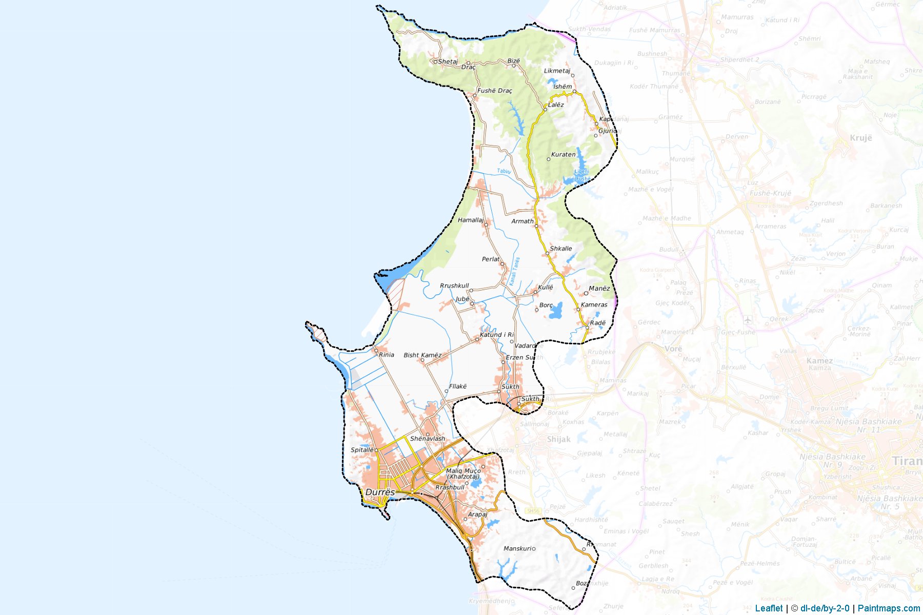 Muestras de recorte de mapas Durrës (Durrës)-1