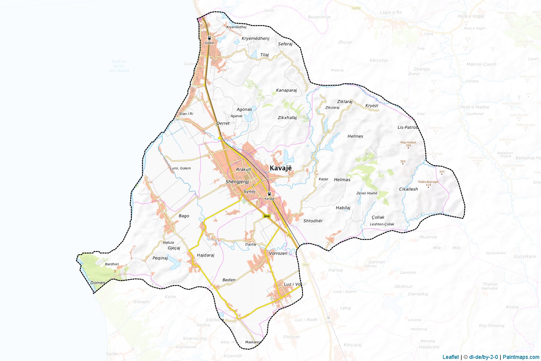 Muestras de recorte de mapas Kavajë (Tiranë)-1