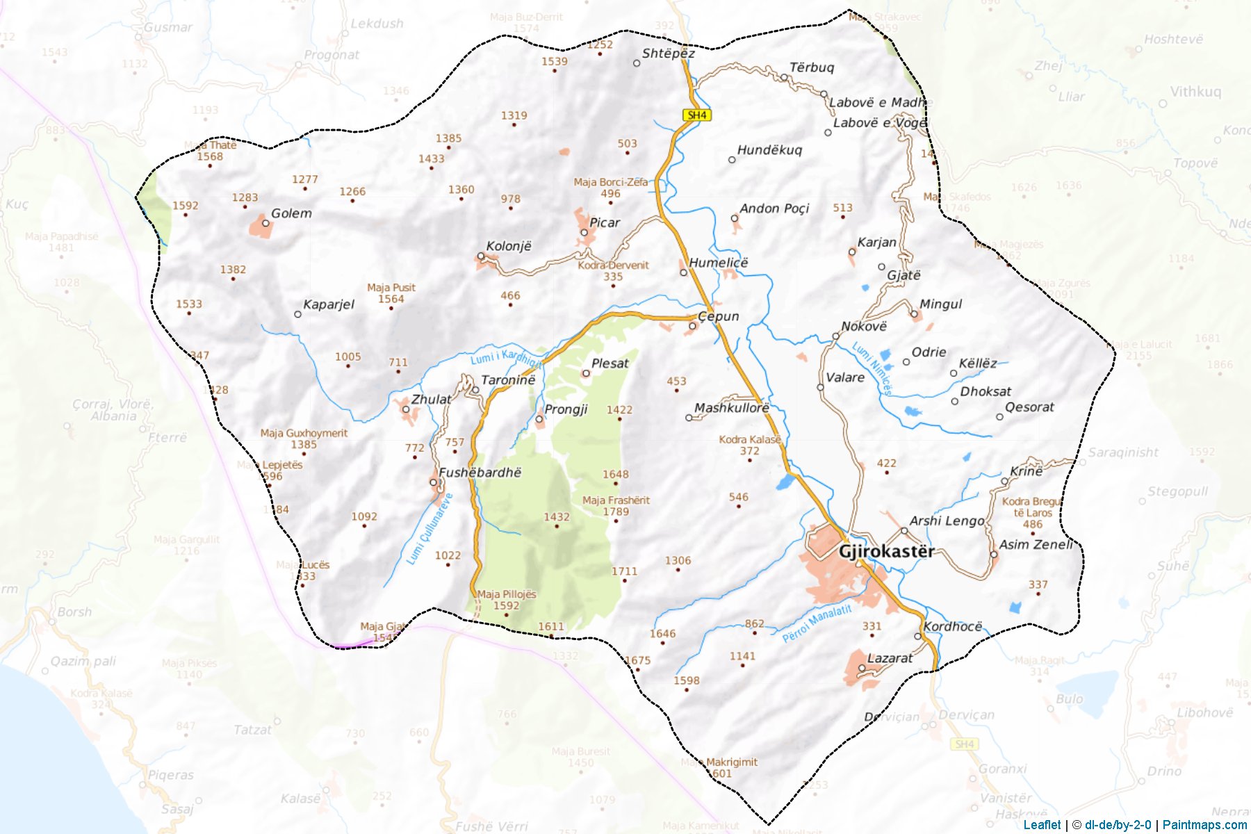 Muestras de recorte de mapas Gjirokastër (Gjirokaste)-1