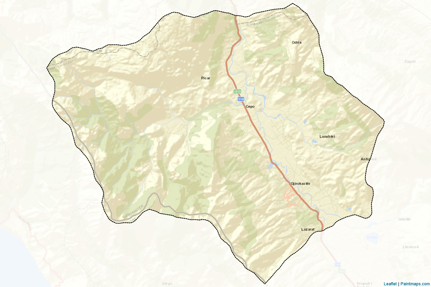 Muestras de recorte de mapas Gjirokastër (Gjirokaste)-2