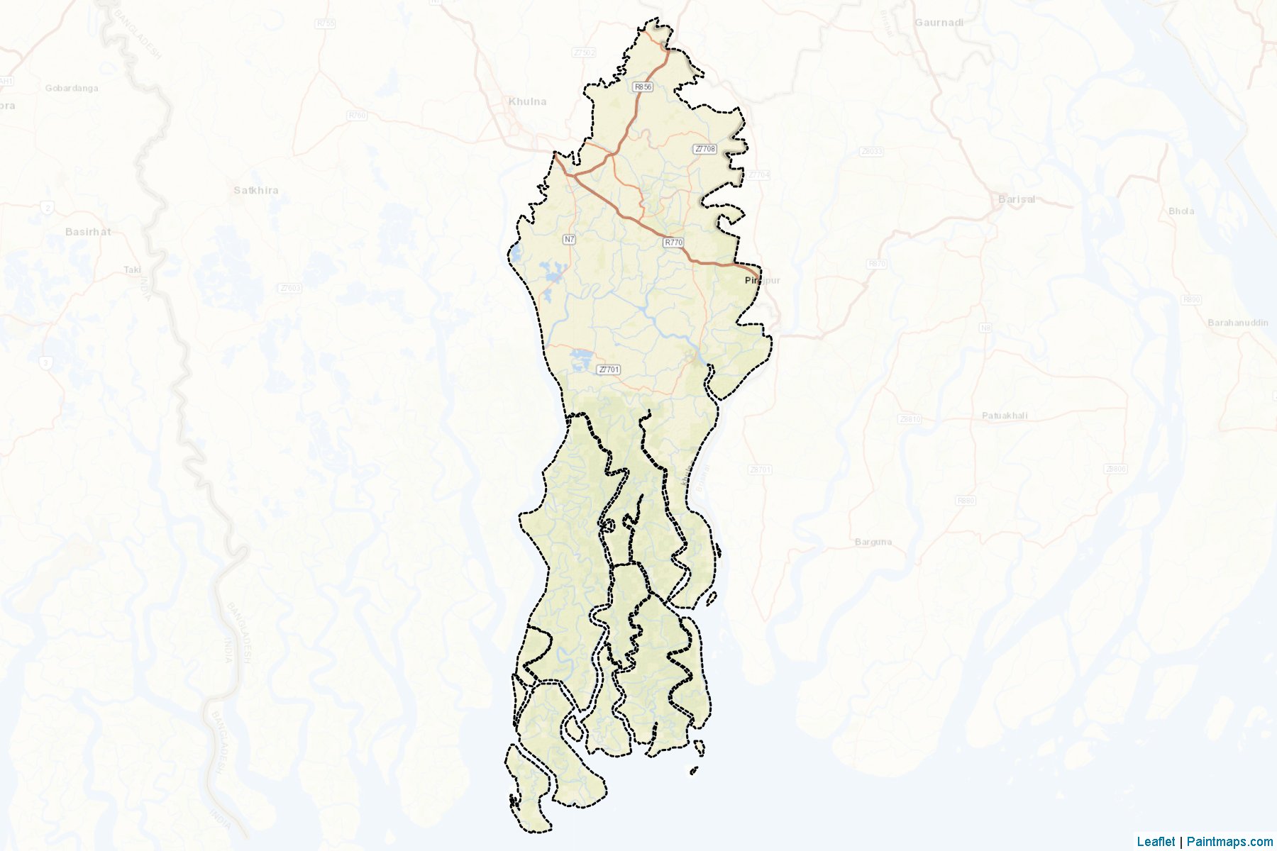 Muestras de recorte de mapas Bagerhat (Khulna)-2