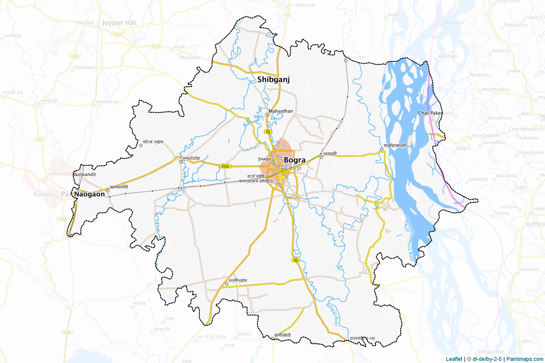 Muestras de recorte de mapas Bogra (Rajshahi)-1