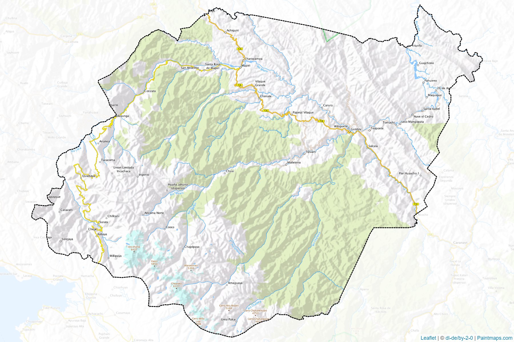 Muestras de recorte de mapas Larecaja (La Paz)-1