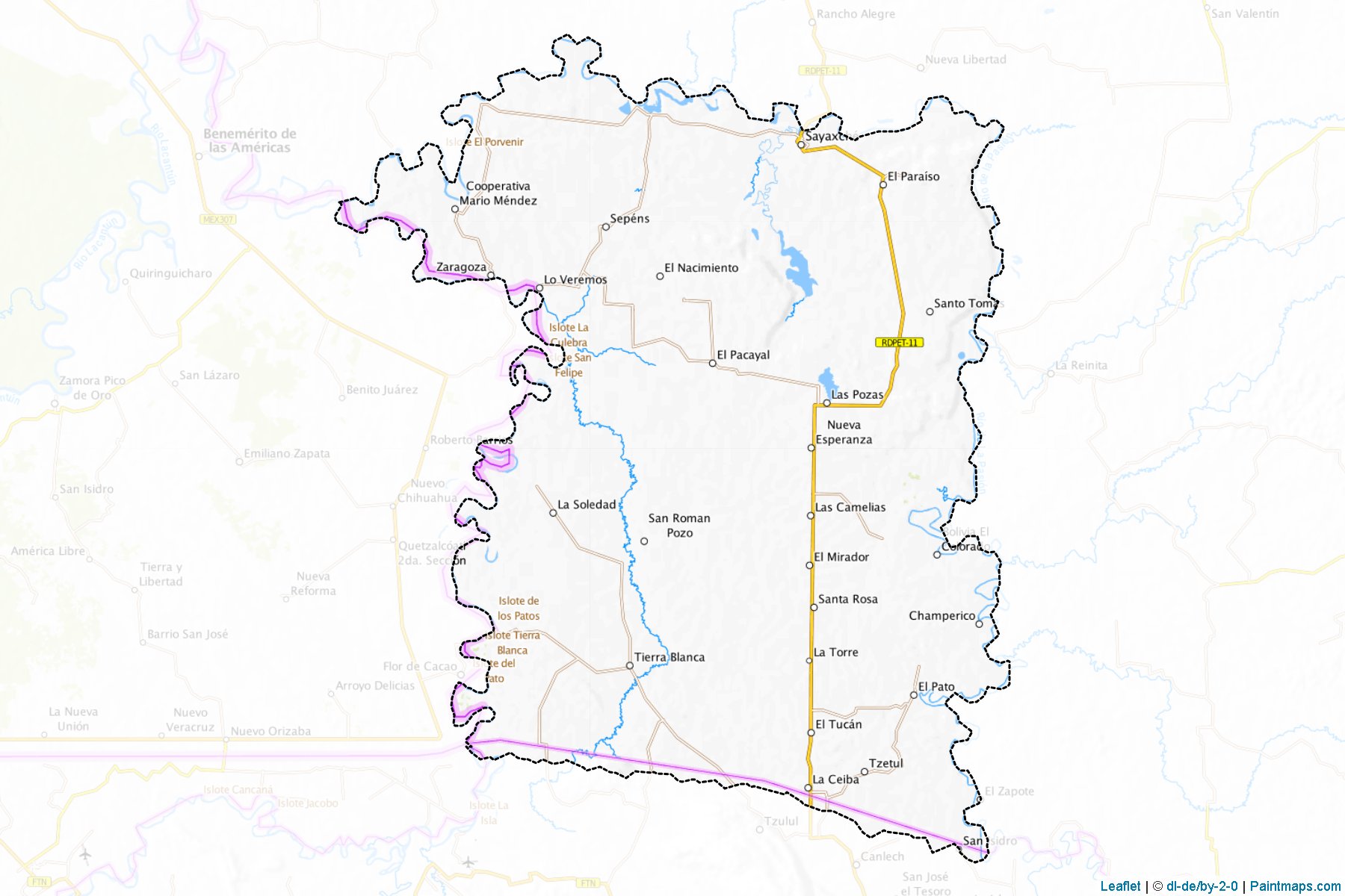 Muestras de recorte de mapas Sayaxche (Petén)-1