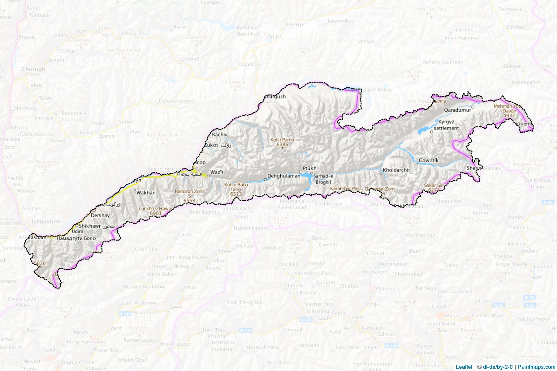 Muestras de recorte de mapas Wakhan (Badakhshan)-1