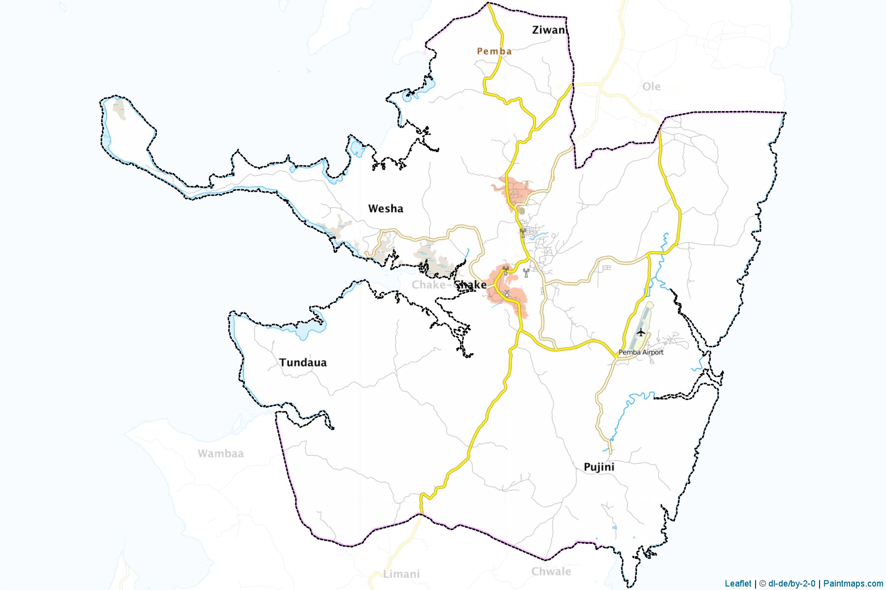 Muestras de recorte de mapas Chake Chake (Kusini-Pemba)-1