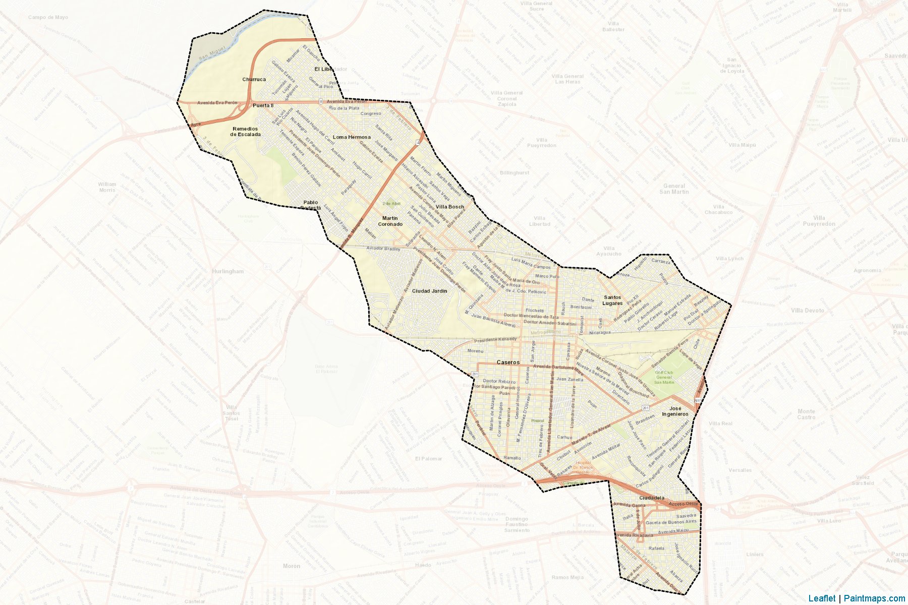 Muestras de recorte de mapas Tres De Febrero (Buenos Aires)-2