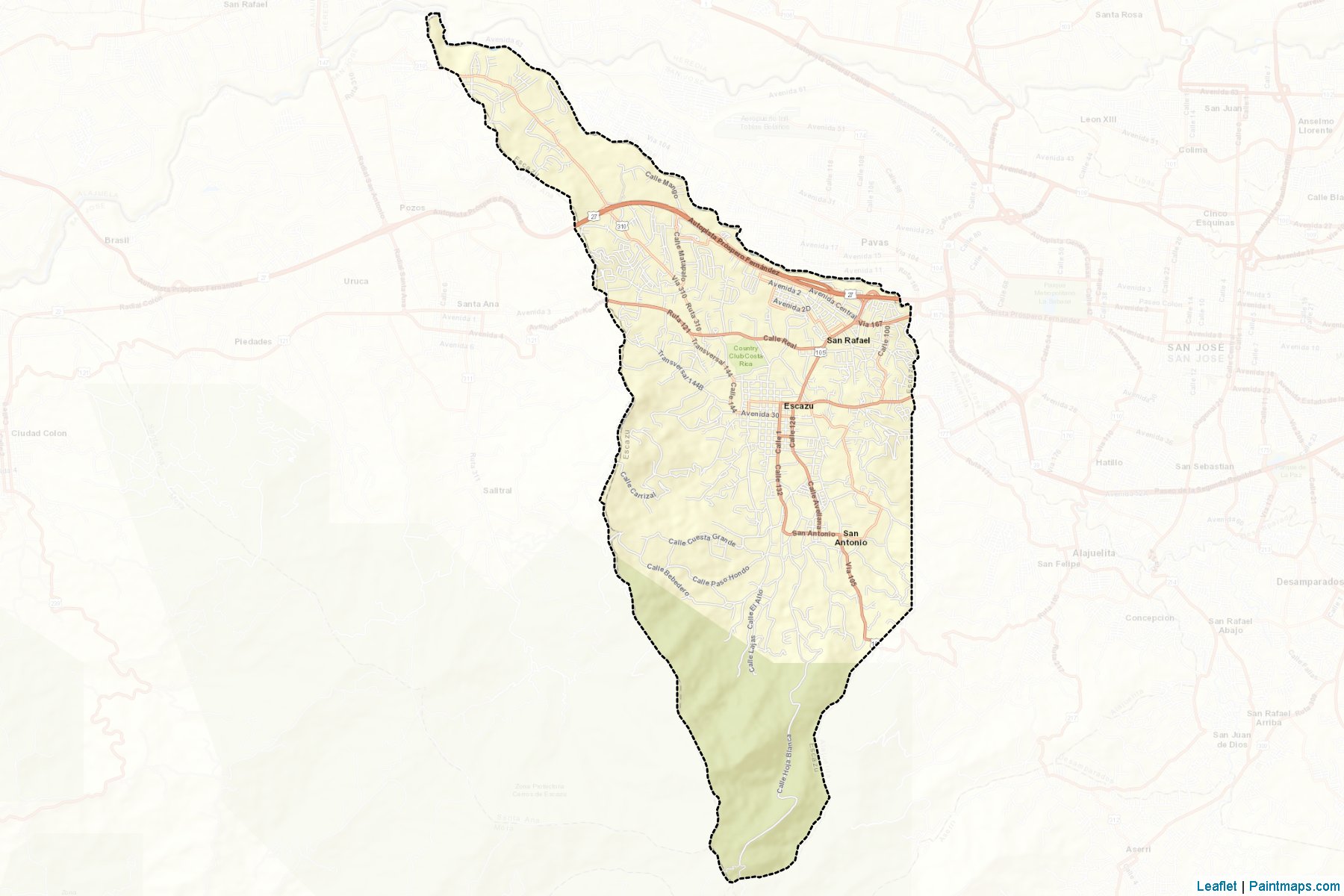 Muestras de recorte de mapas Escazu (San José)-2