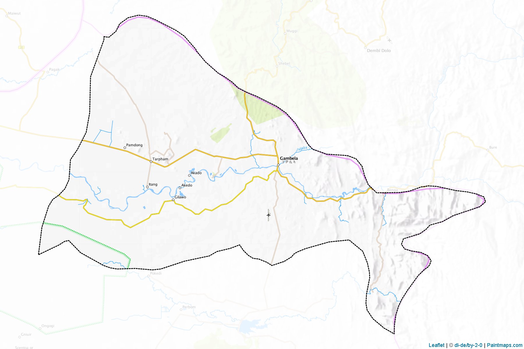 Muestras de recorte de mapas Gambela Zone 1 (Gambella Peoples)-1