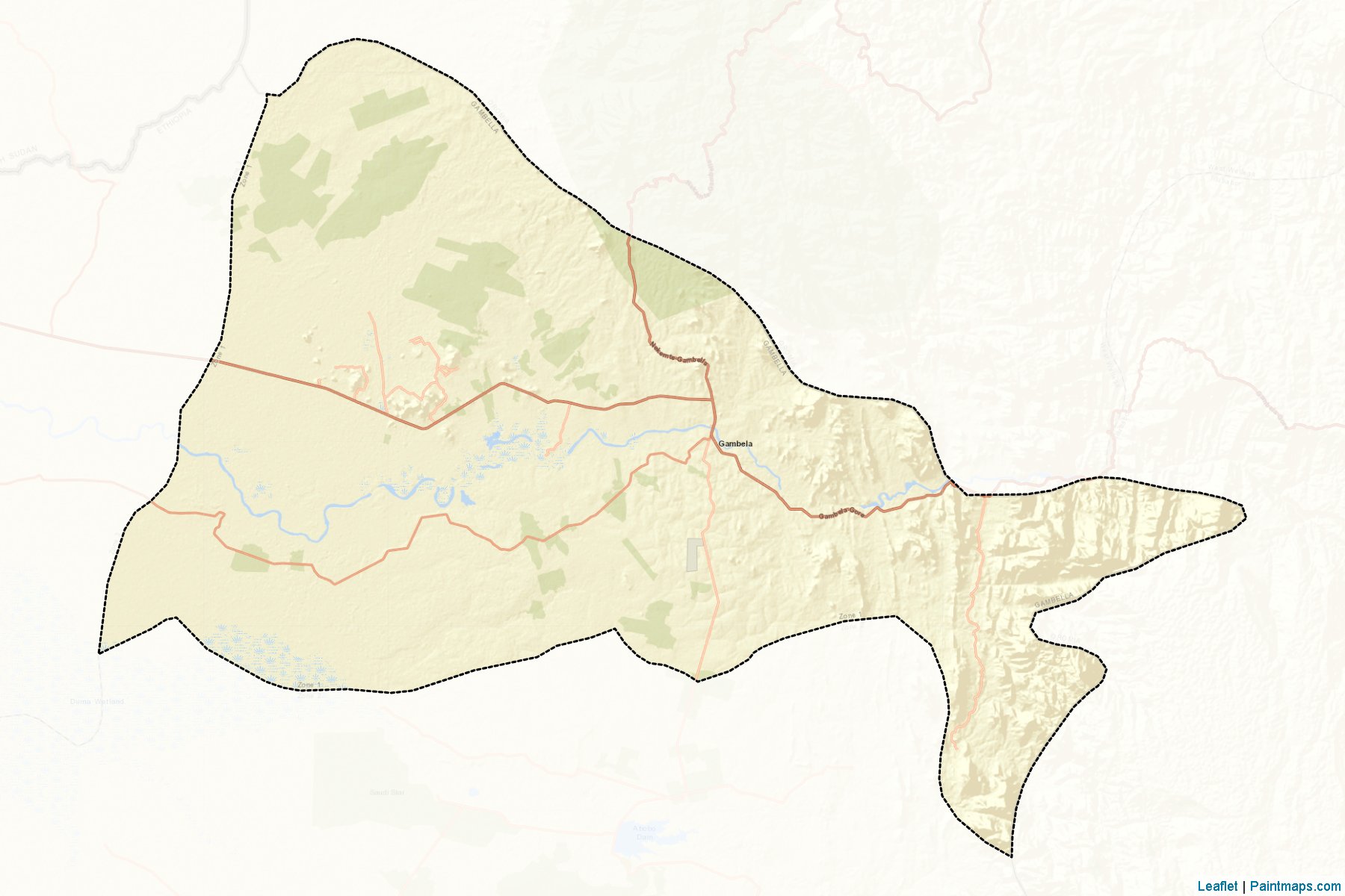 Muestras de recorte de mapas Gambela Zone 1 (Gambella Peoples)-2