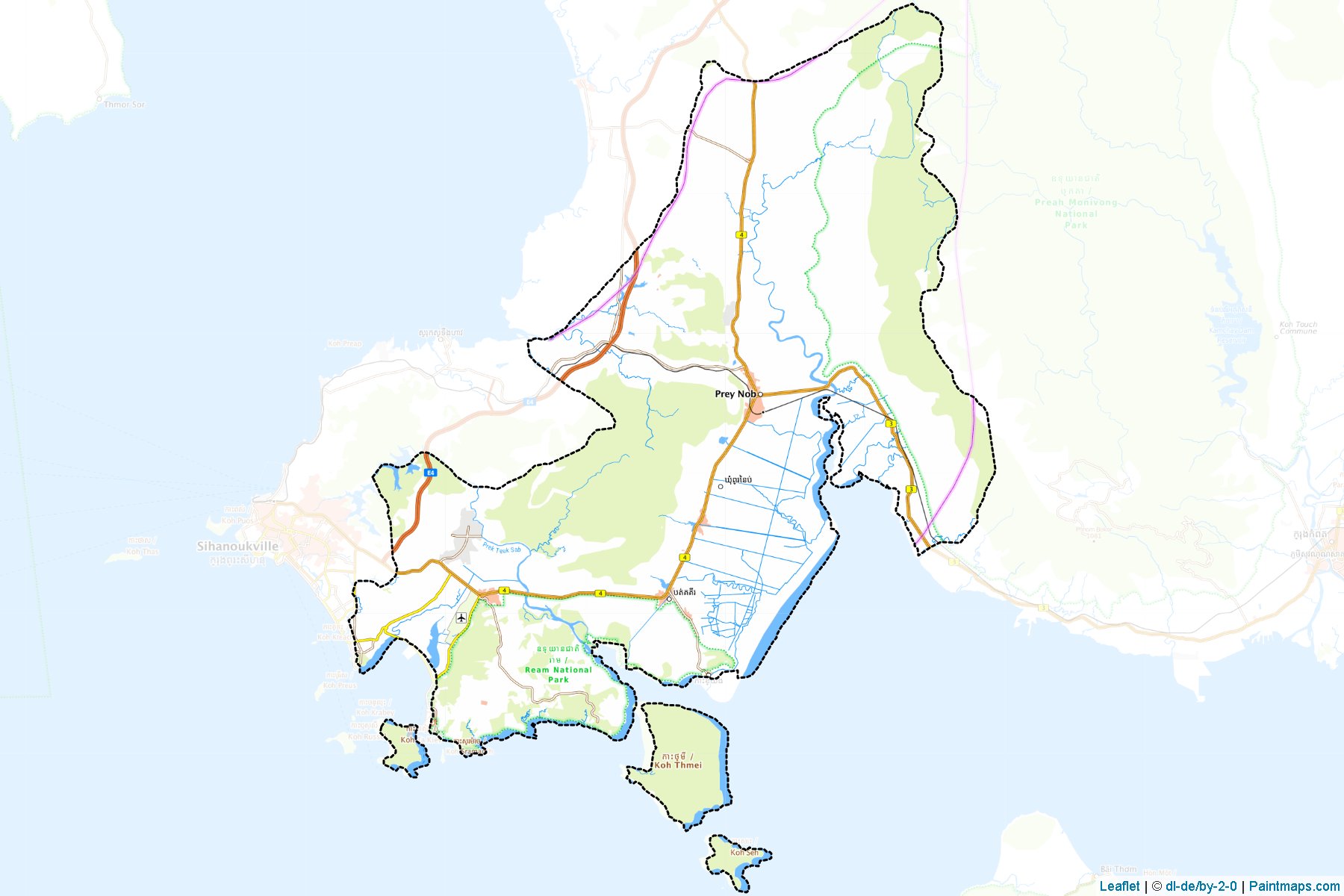 Muestras de recorte de mapas Prey Nob (Krong Preah Sihanouk)-1