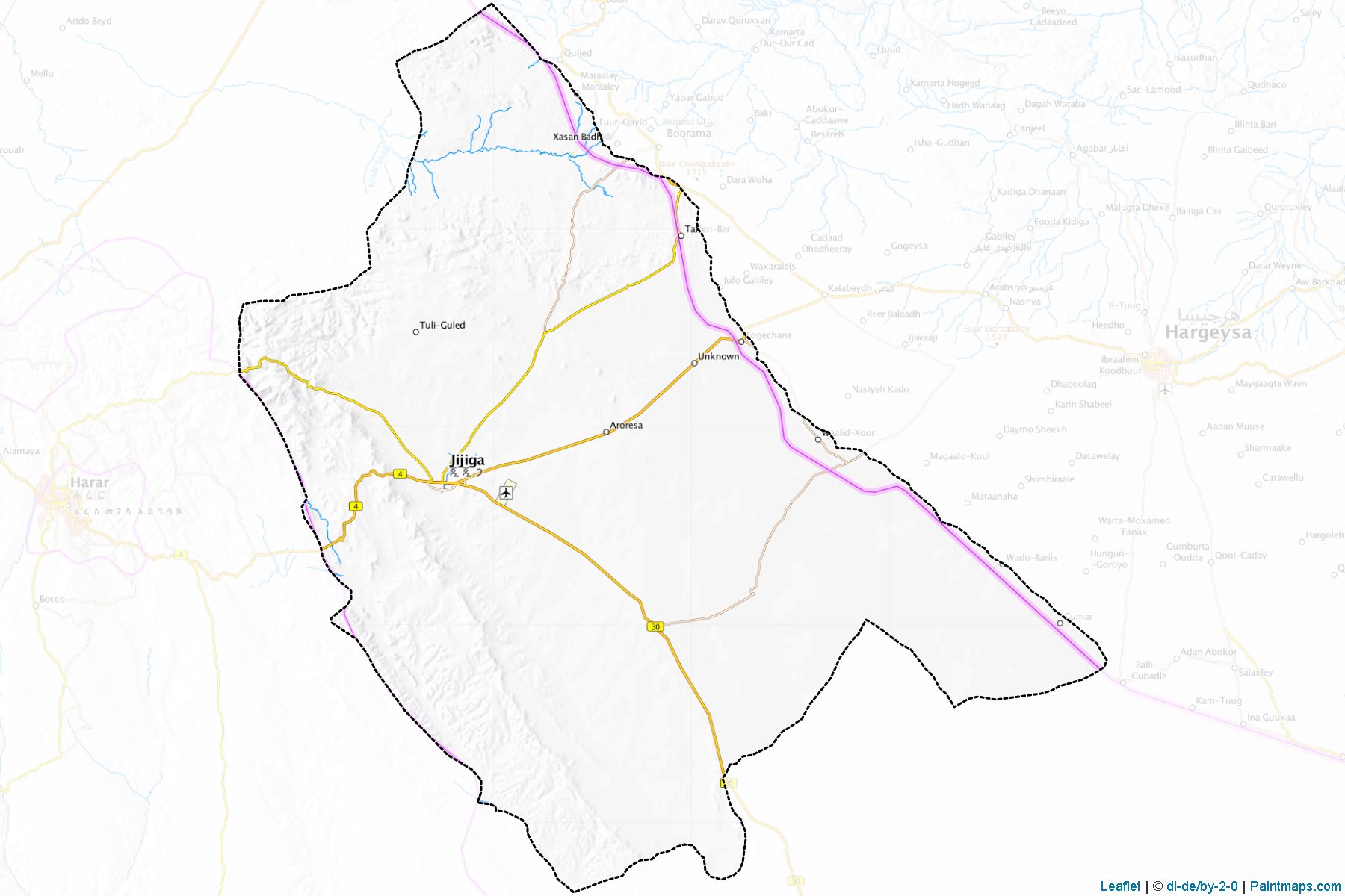 Muestras de recorte de mapas Jijiga (Somali)-1