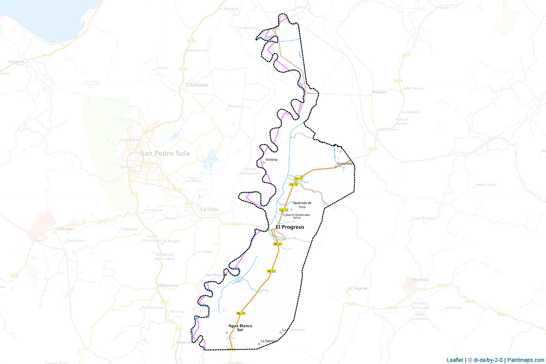 Muestras de recorte de mapas El Progreso (Yoro)-1