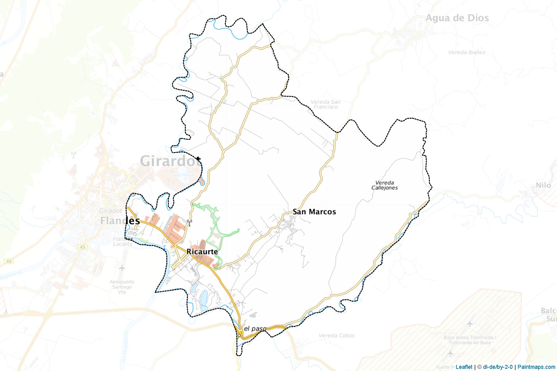 Muestras de recorte de mapas Ricaurte (Cundinamarca)-1