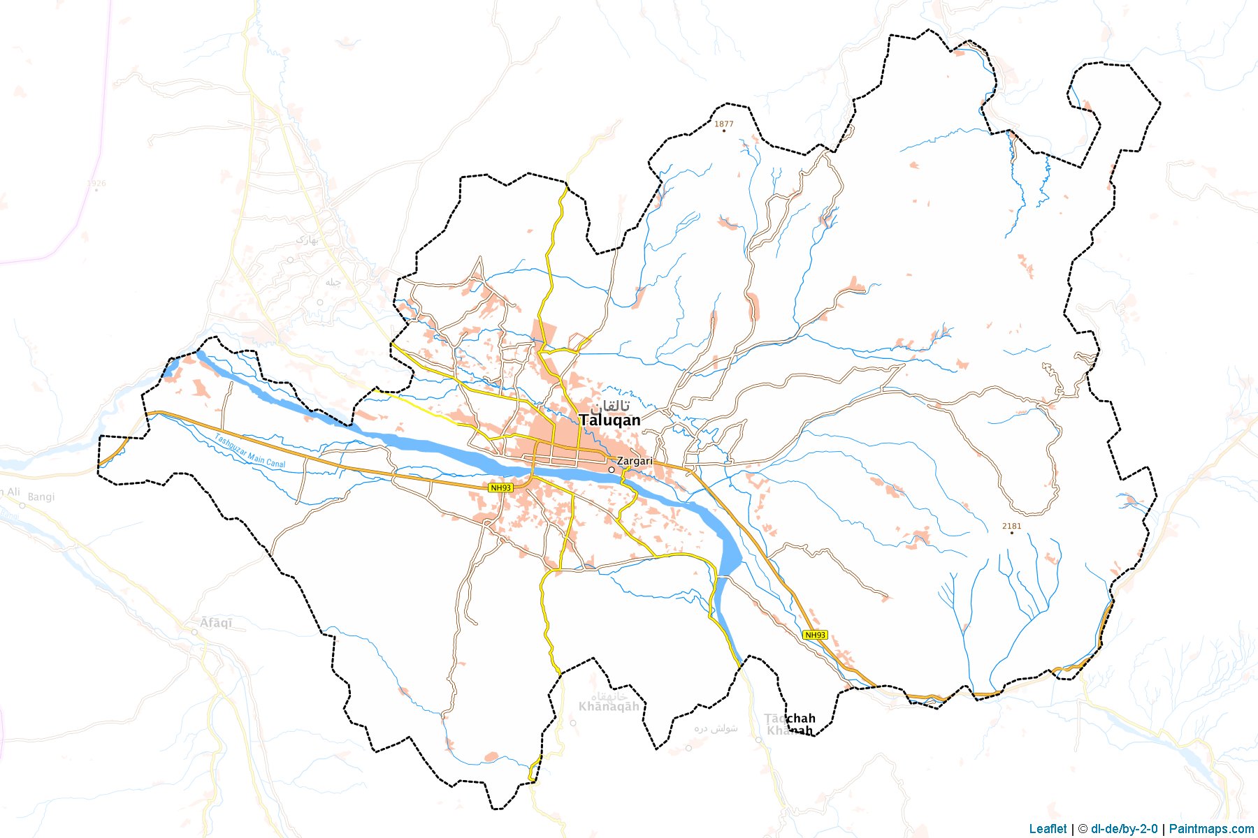 Muestras de recorte de mapas Taluqan (Takhar)-1