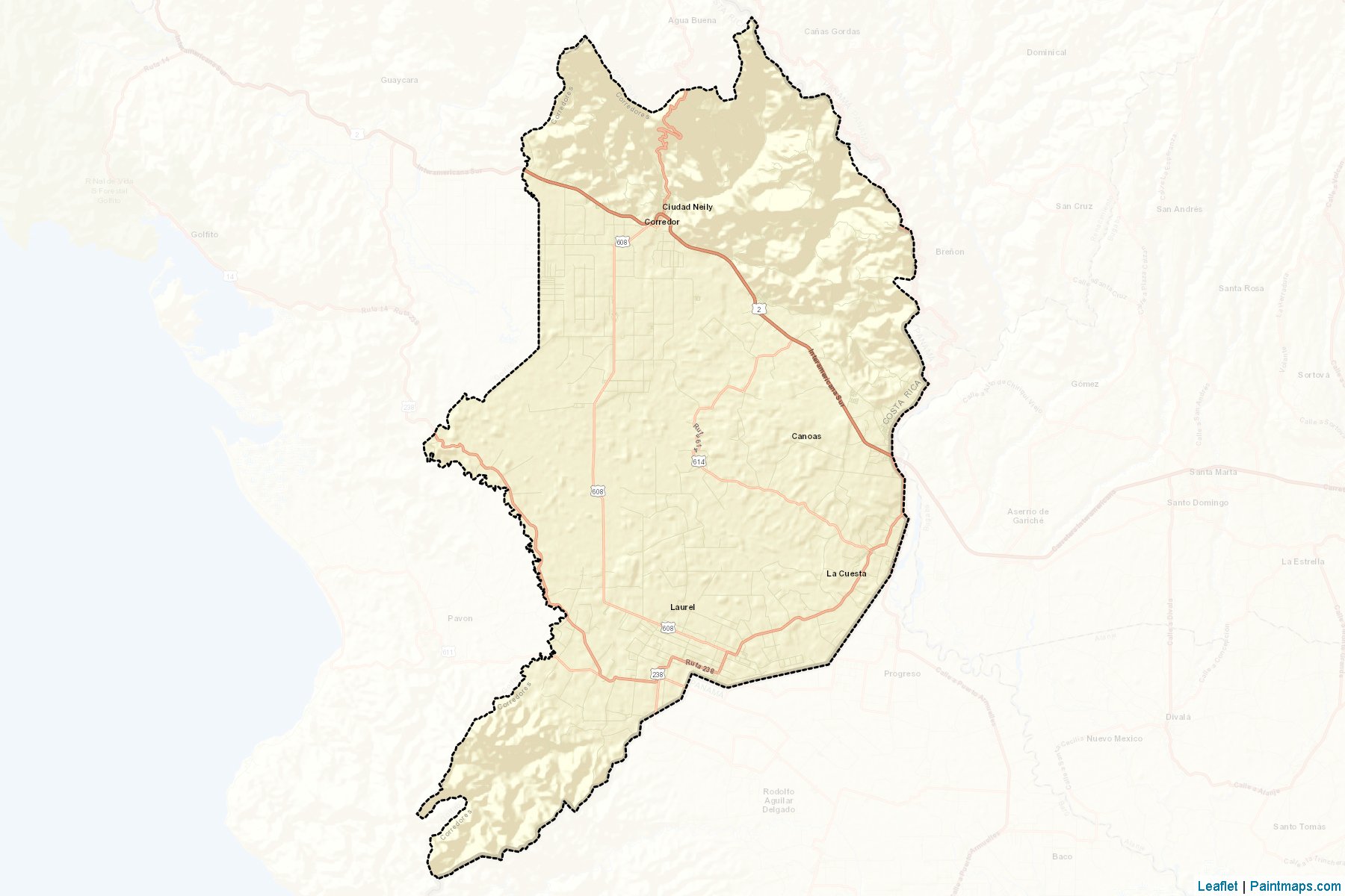 Muestras de recorte de mapas Corredores (Puntarenas)-2