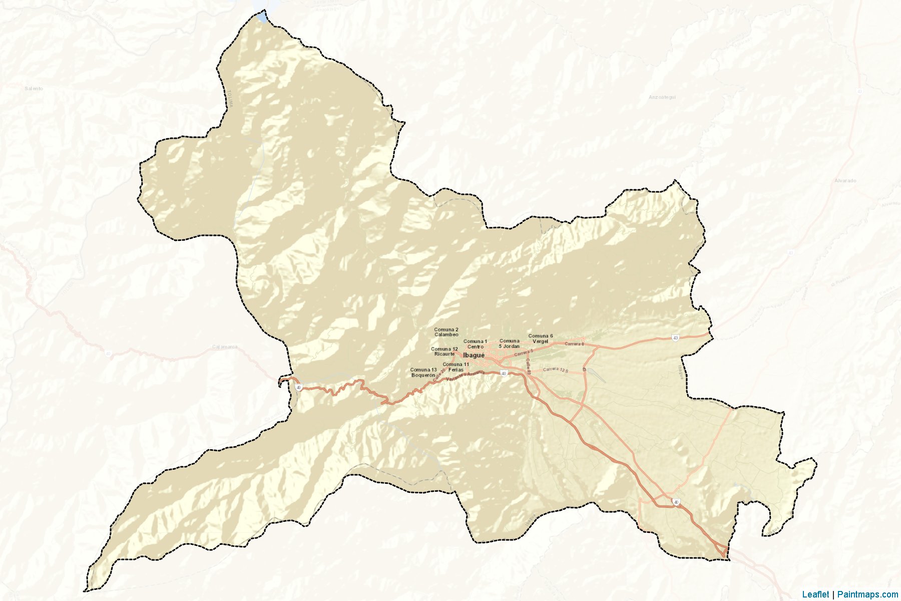 Muestras de recorte de mapas Ibagué (Tolima)-2