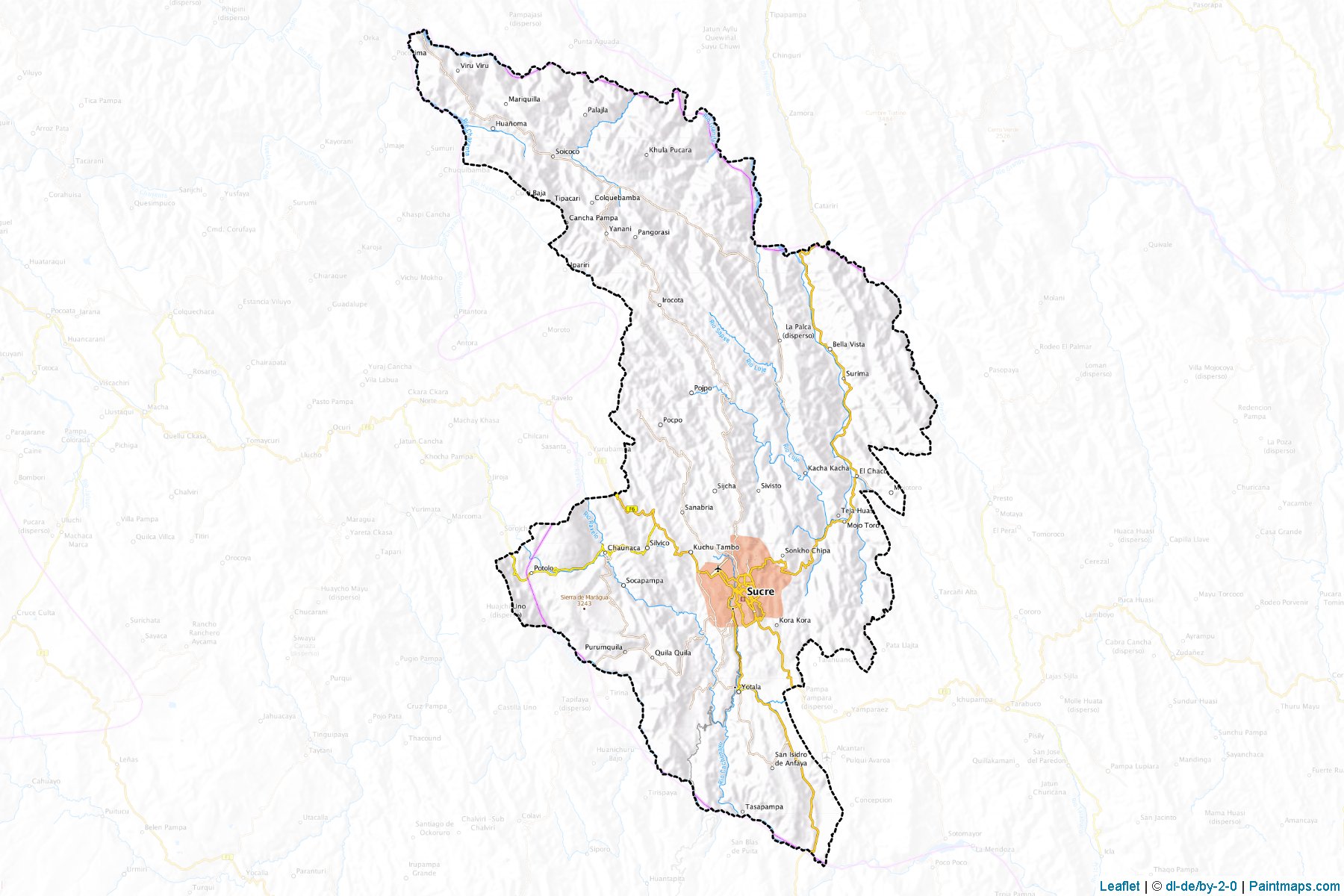 Provincia Oropeza (Chuquisaca Departmanı) Haritası Örnekleri-1