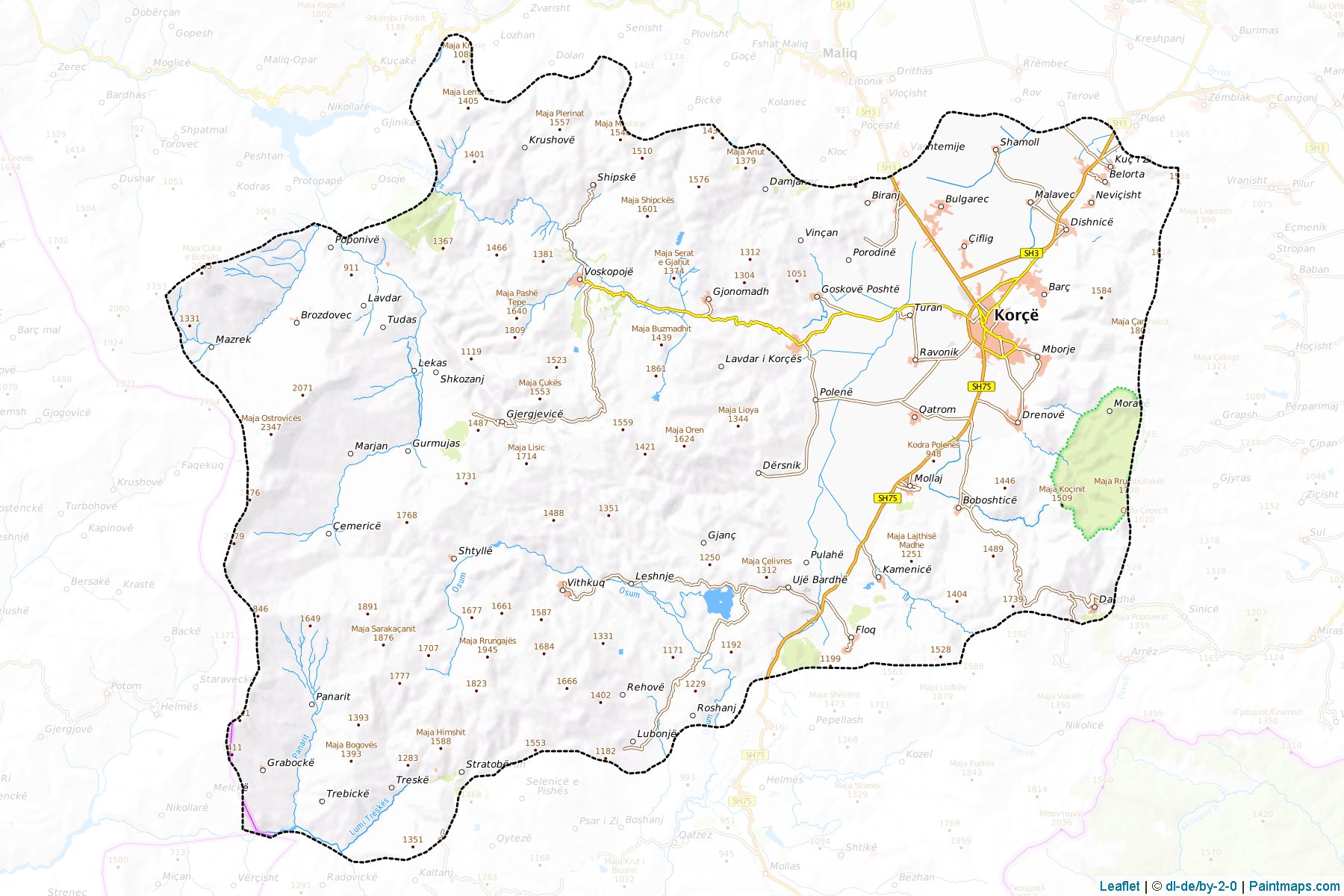 Muestras de recorte de mapas Korçë (Korçë)-1