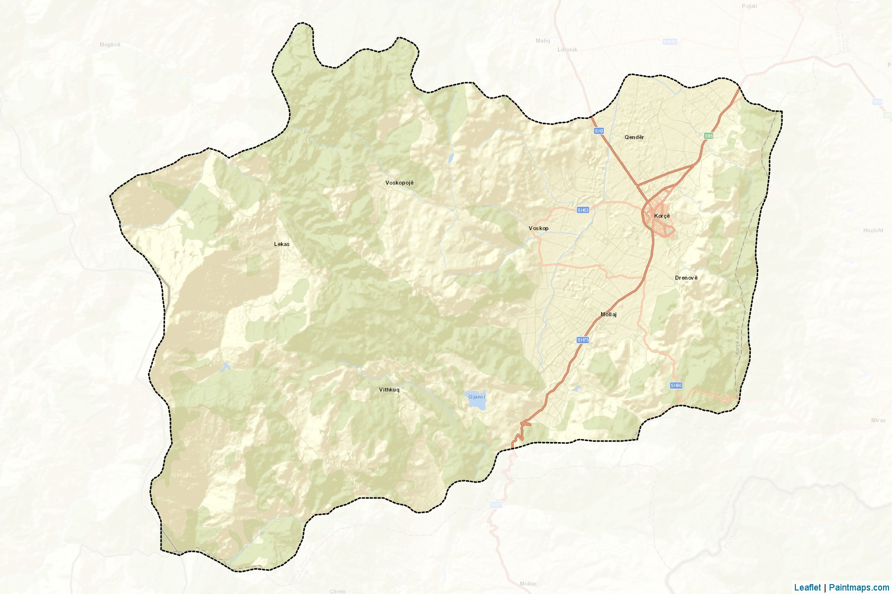 Muestras de recorte de mapas Korçë (Korçë)-2