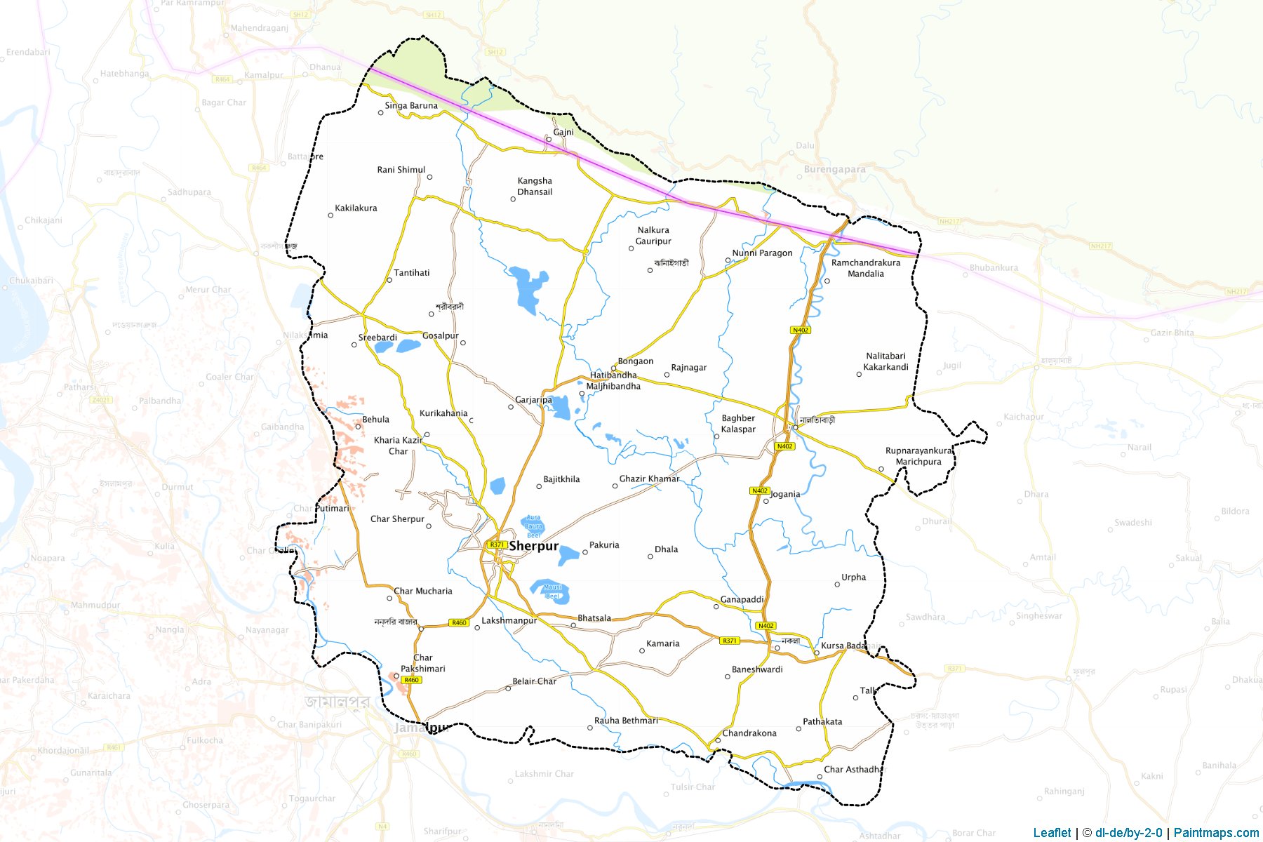 Muestras de recorte de mapas Sherpur (Mymensingh)-1