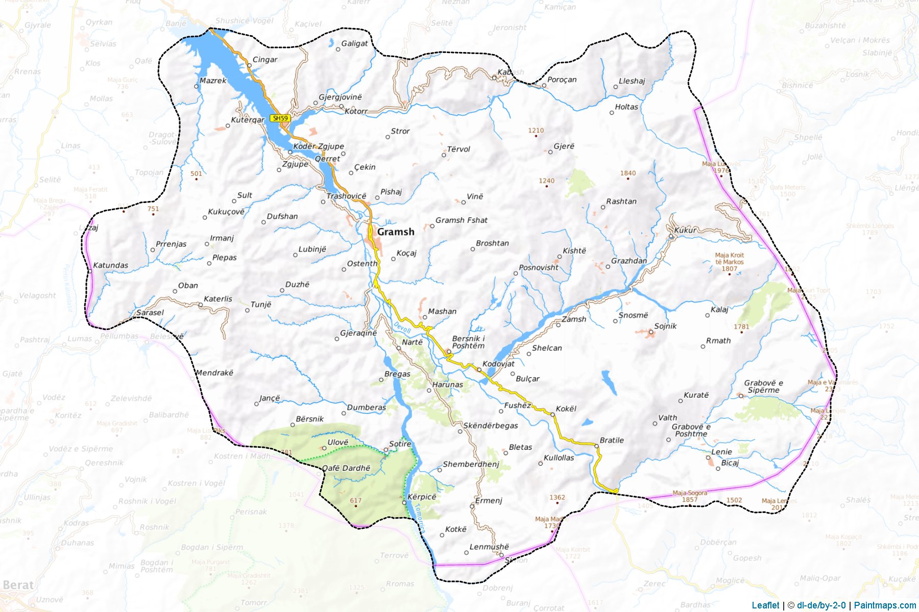 Muestras de recorte de mapas Gramsh (Elbasan)-1