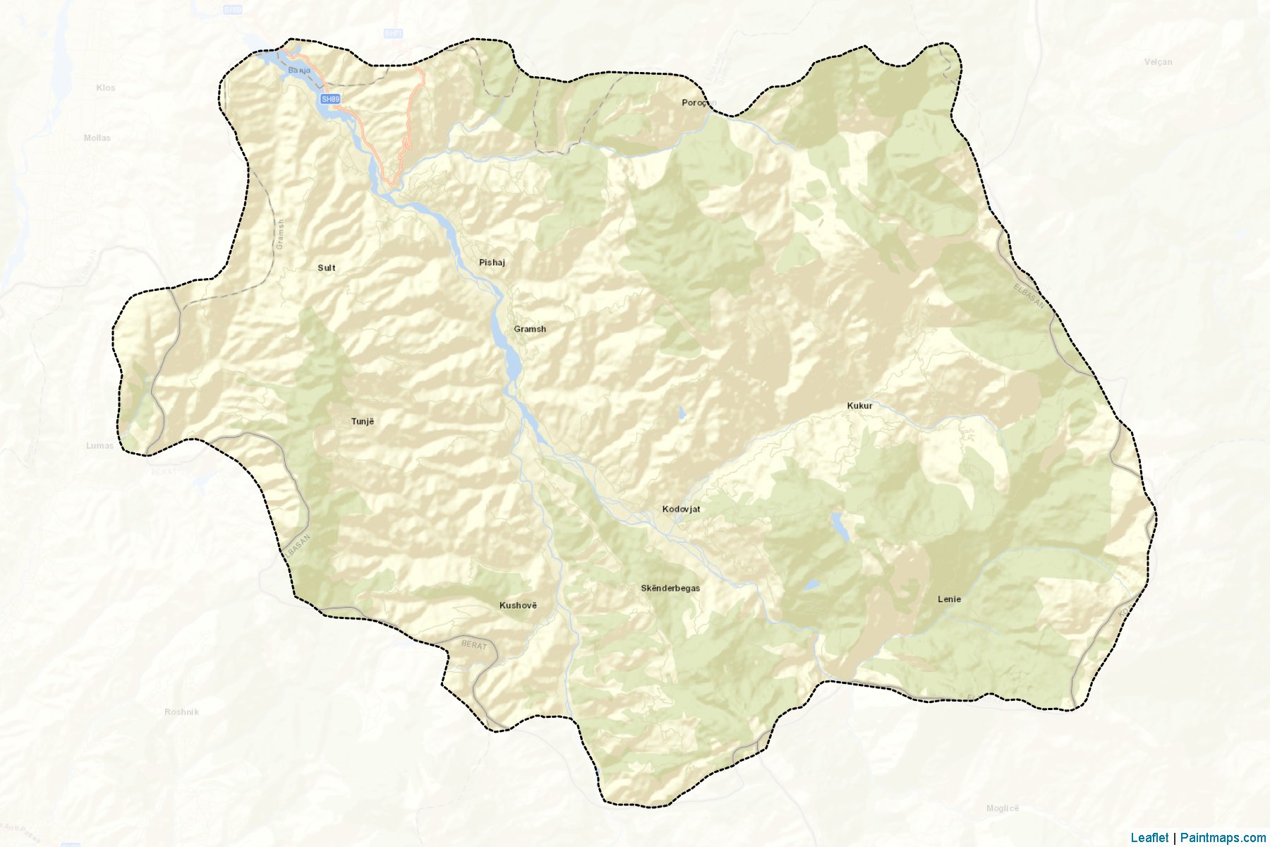 Muestras de recorte de mapas Gramsh (Elbasan)-2