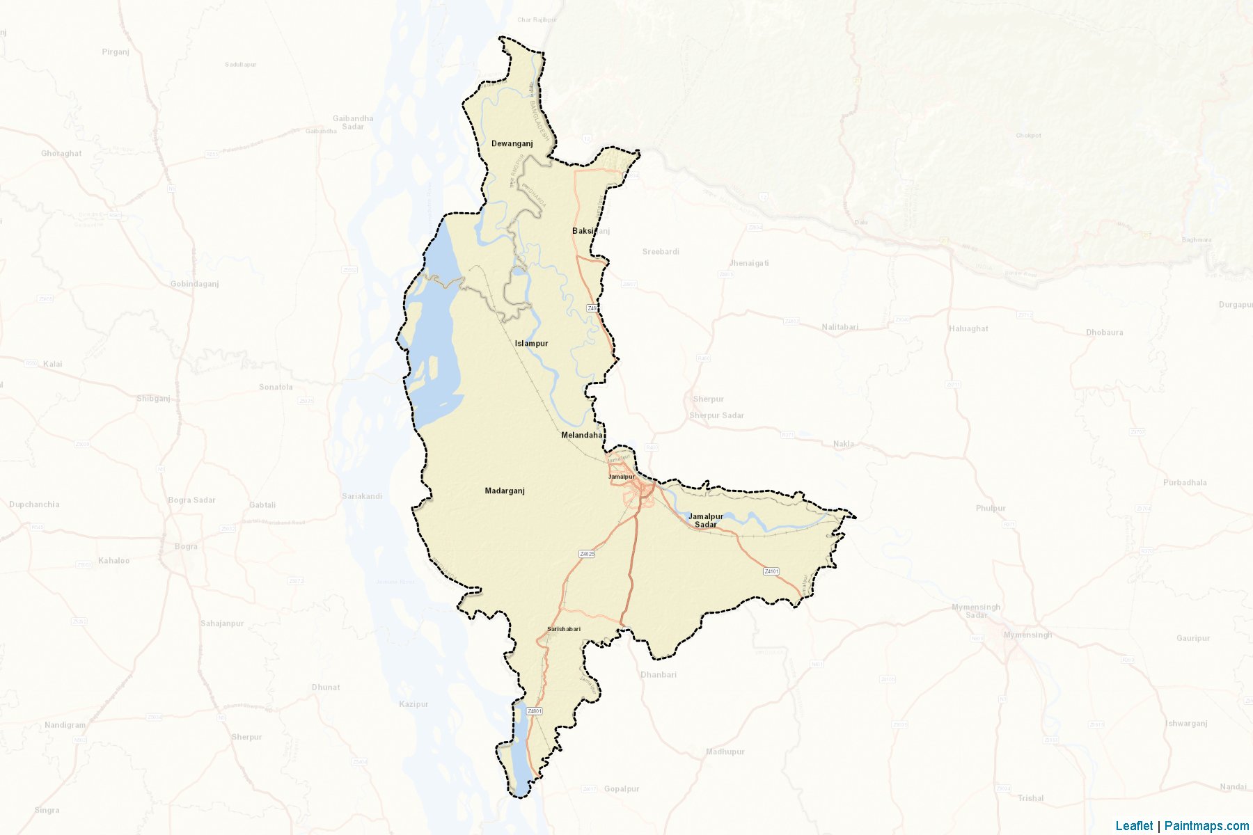 Muestras de recorte de mapas Jamalpur (Mymensingh)-2