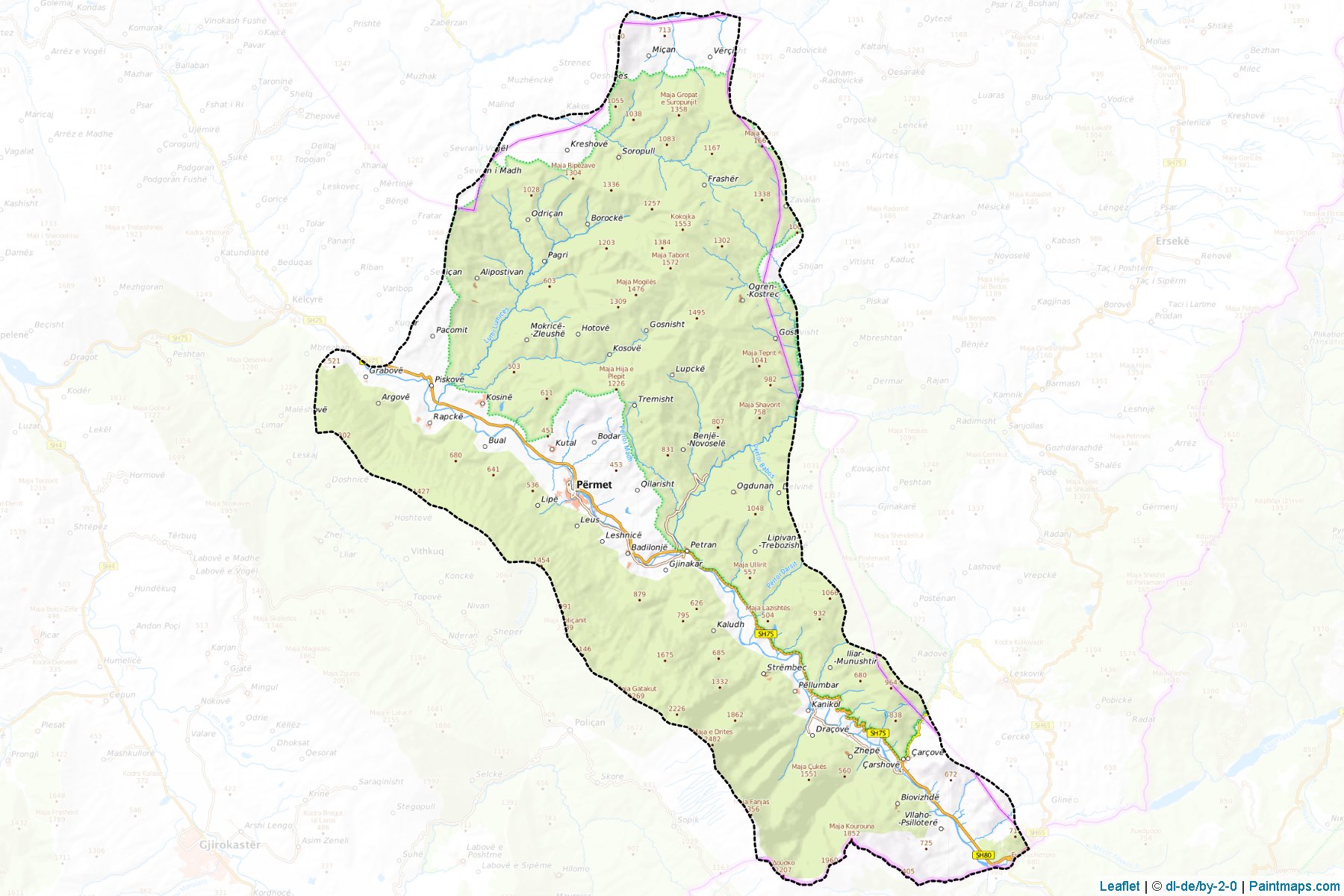 Muestras de recorte de mapas Përmet (Gjirokaste)-1