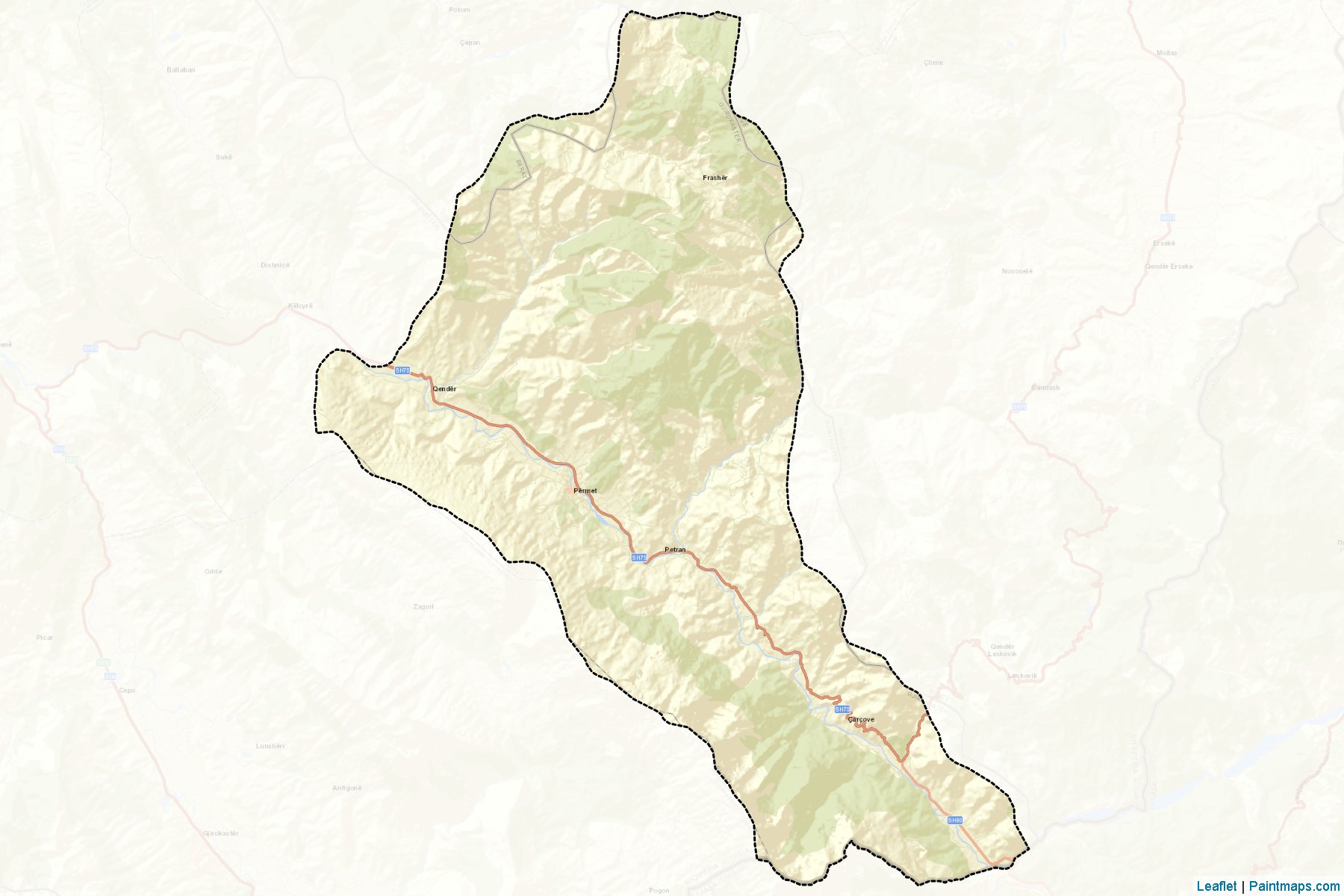 Muestras de recorte de mapas Përmet (Gjirokaste)-2