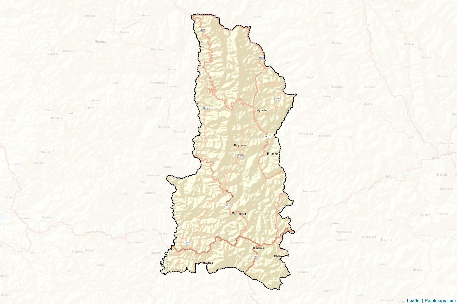 Muestras de recorte de mapas Muhanga (Southern)-2